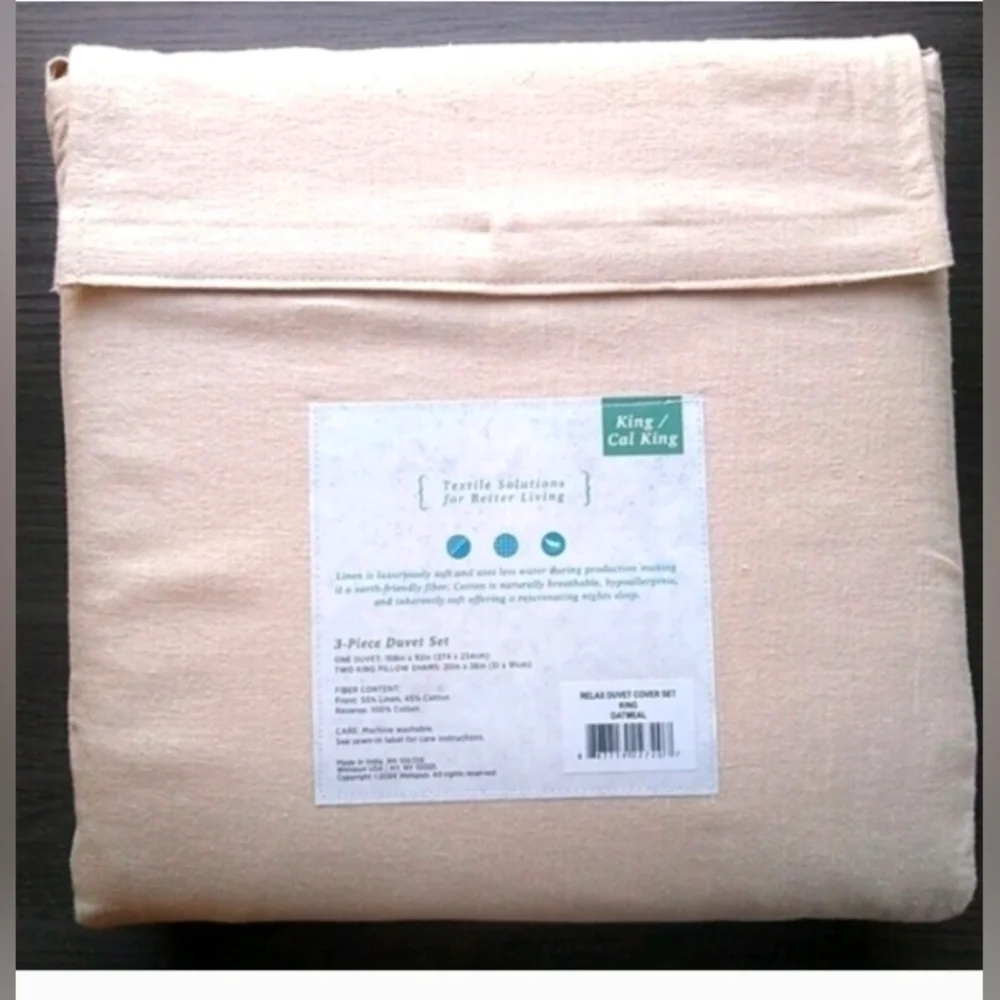 WelHome 3-Piece Relax Duvet Set Linen & Cotton OatmealFiber Content